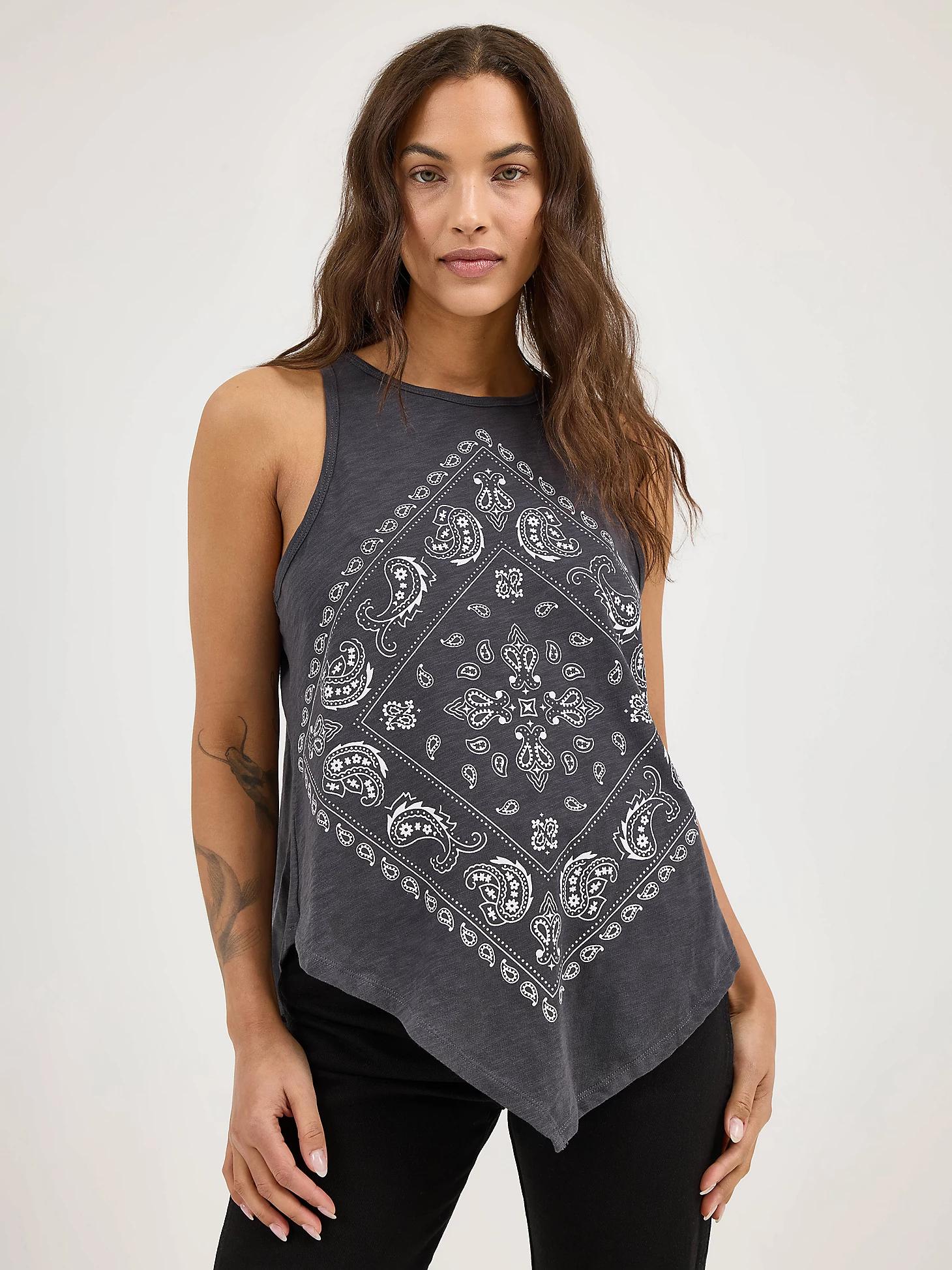 Women's Wrangler Bandana Diamond Front Tank in Washed Product Image