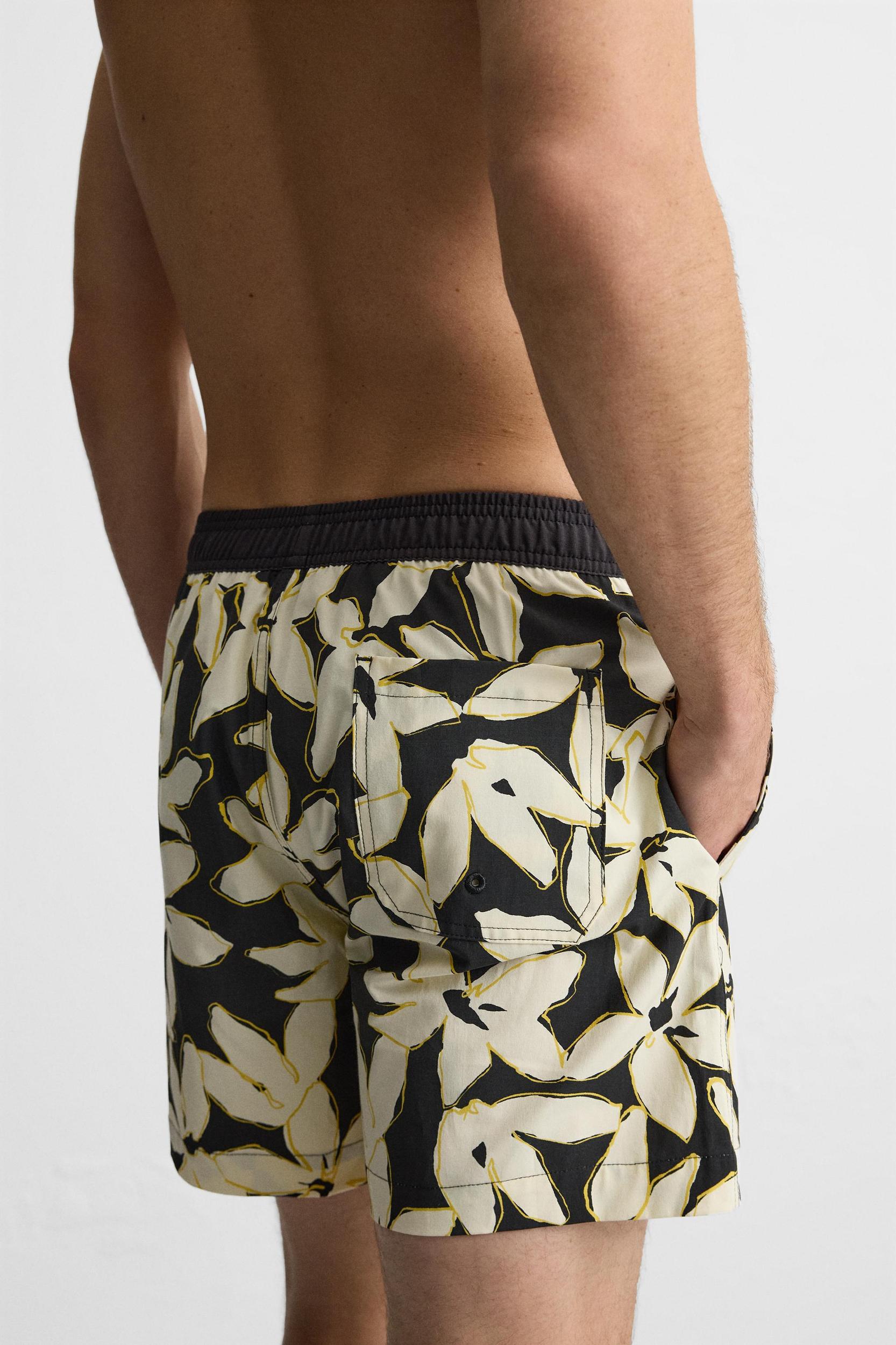 FLORAL PRINT LONG SWIMMING TRUNKS Product Image