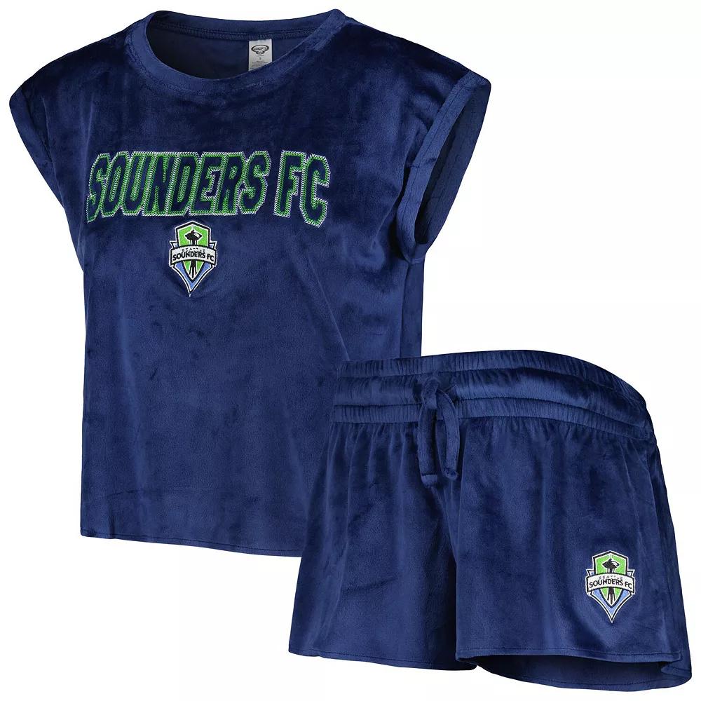 Women's Concepts Sport Navy Seattle Sounders FC Intermission T-Shirt and Shorts Sleep Set, Size: Small, Blue Product Image