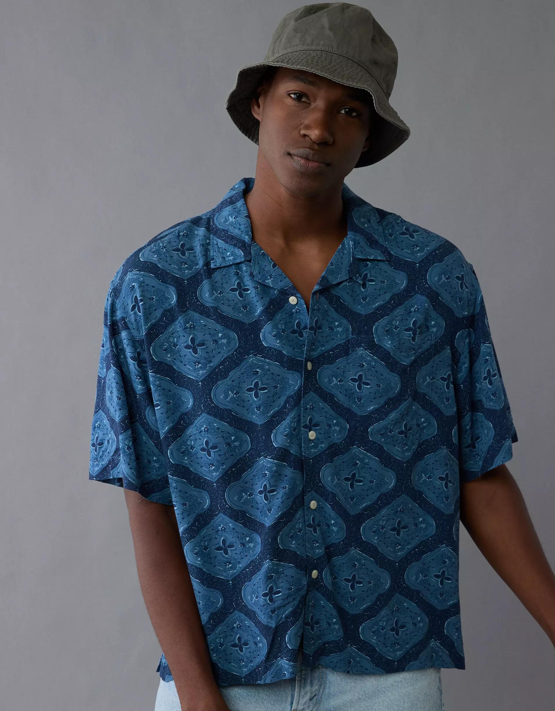 AE Poolside Printed Button-Up Shirt Product Image