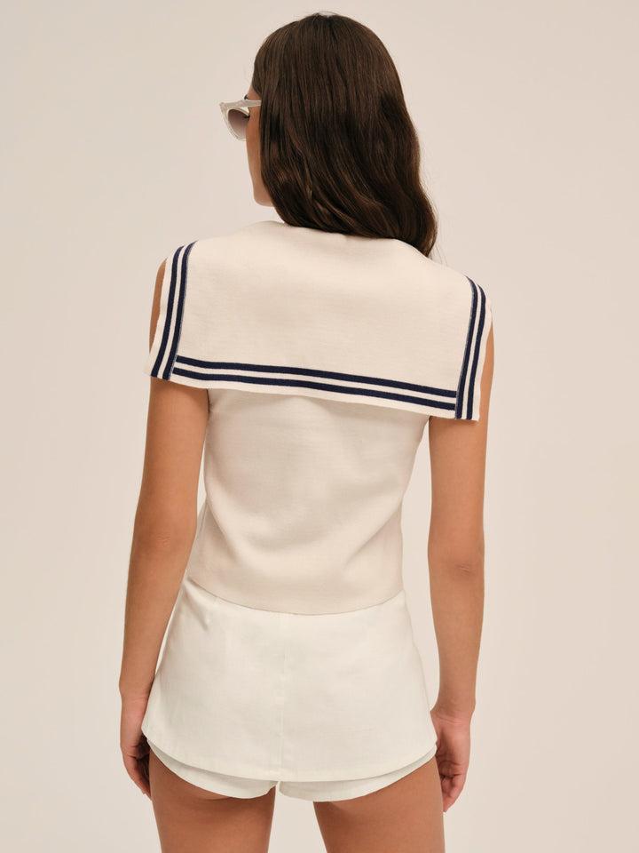 Shelly Knit Sailor Top — Ivory Product Image