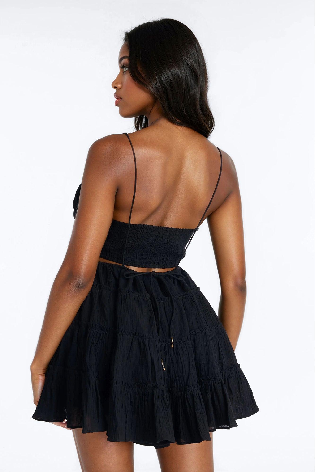 Rylee Ruffle Mini Dress - Black Female Product Image
