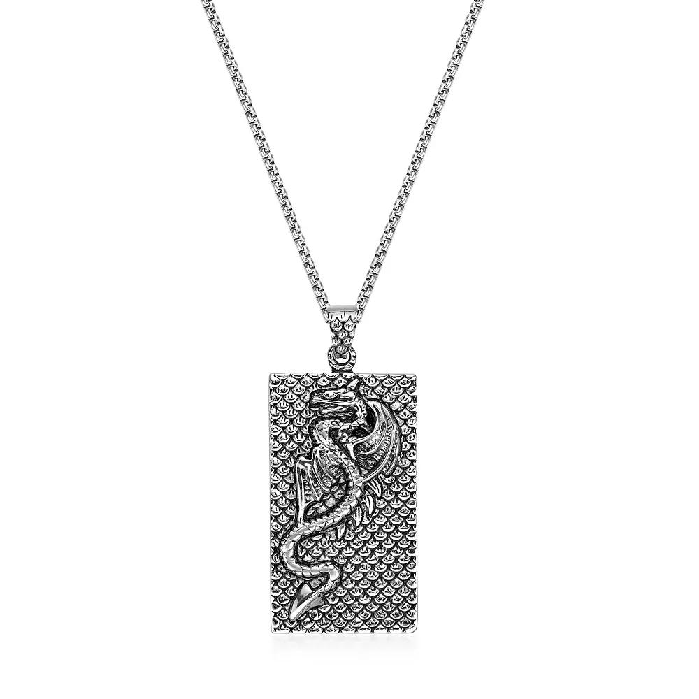 Men's LYNX Stainless Steel Box Chain Pendant Necklace, Size: 24" Product Image