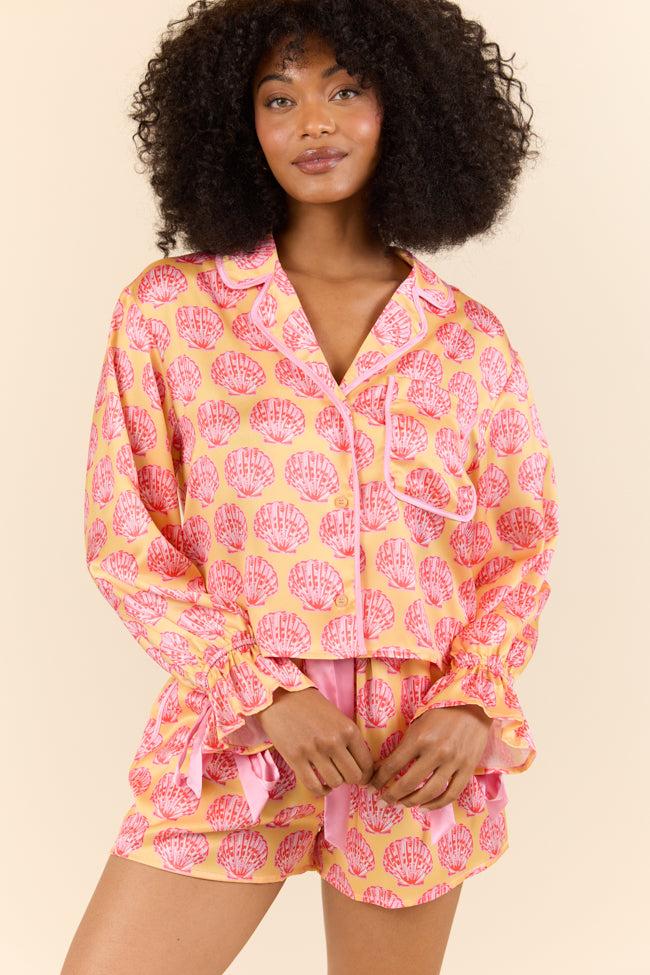 Seashell Serenity Satin Pajama Top FINAL SALE Product Image
