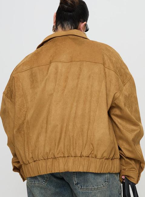 Ristretto Faux Suede Bomber Brown Product Image