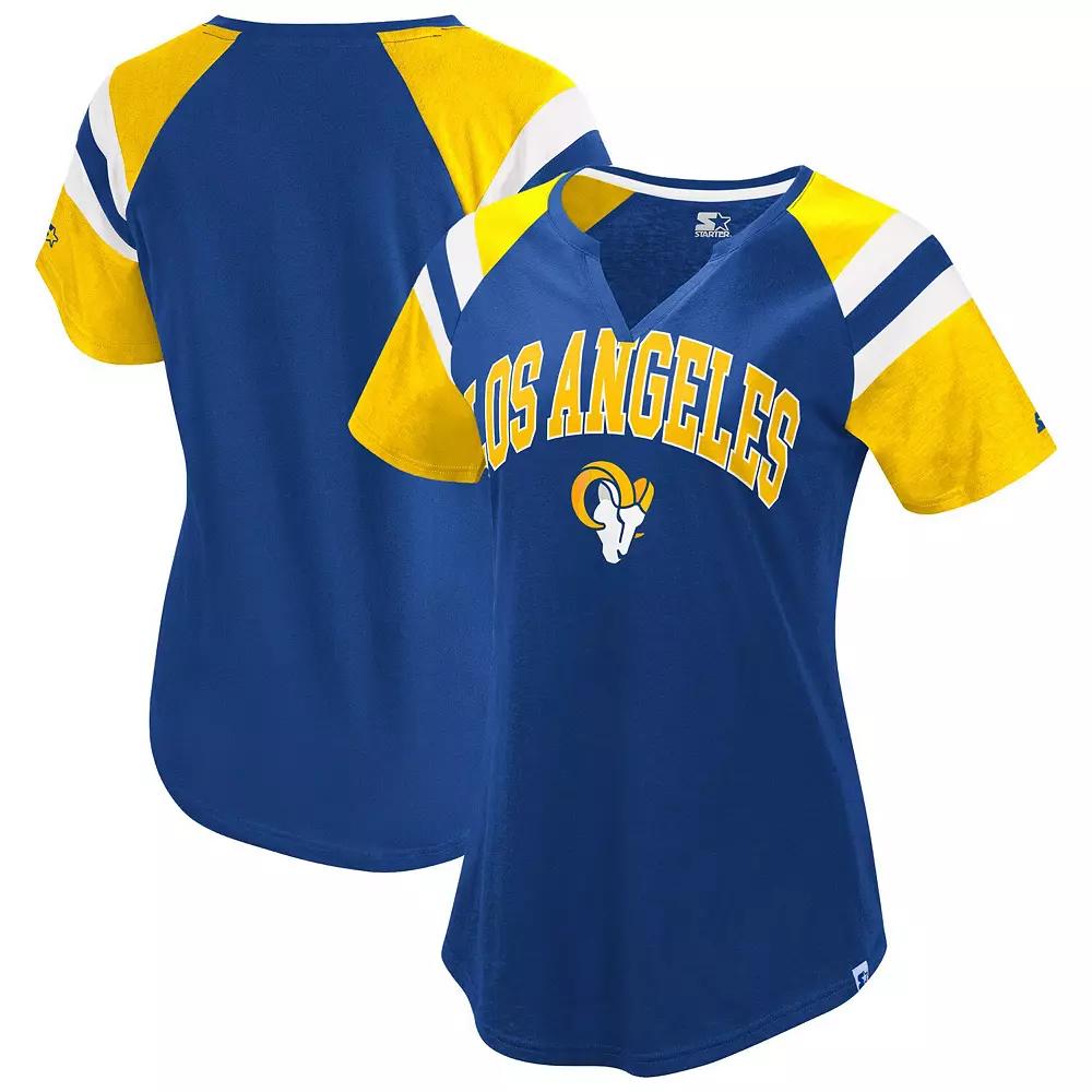 Womens Starter Royal Los Angeles Rams Game On Notch Neck Raglan T-Shirt Product Image