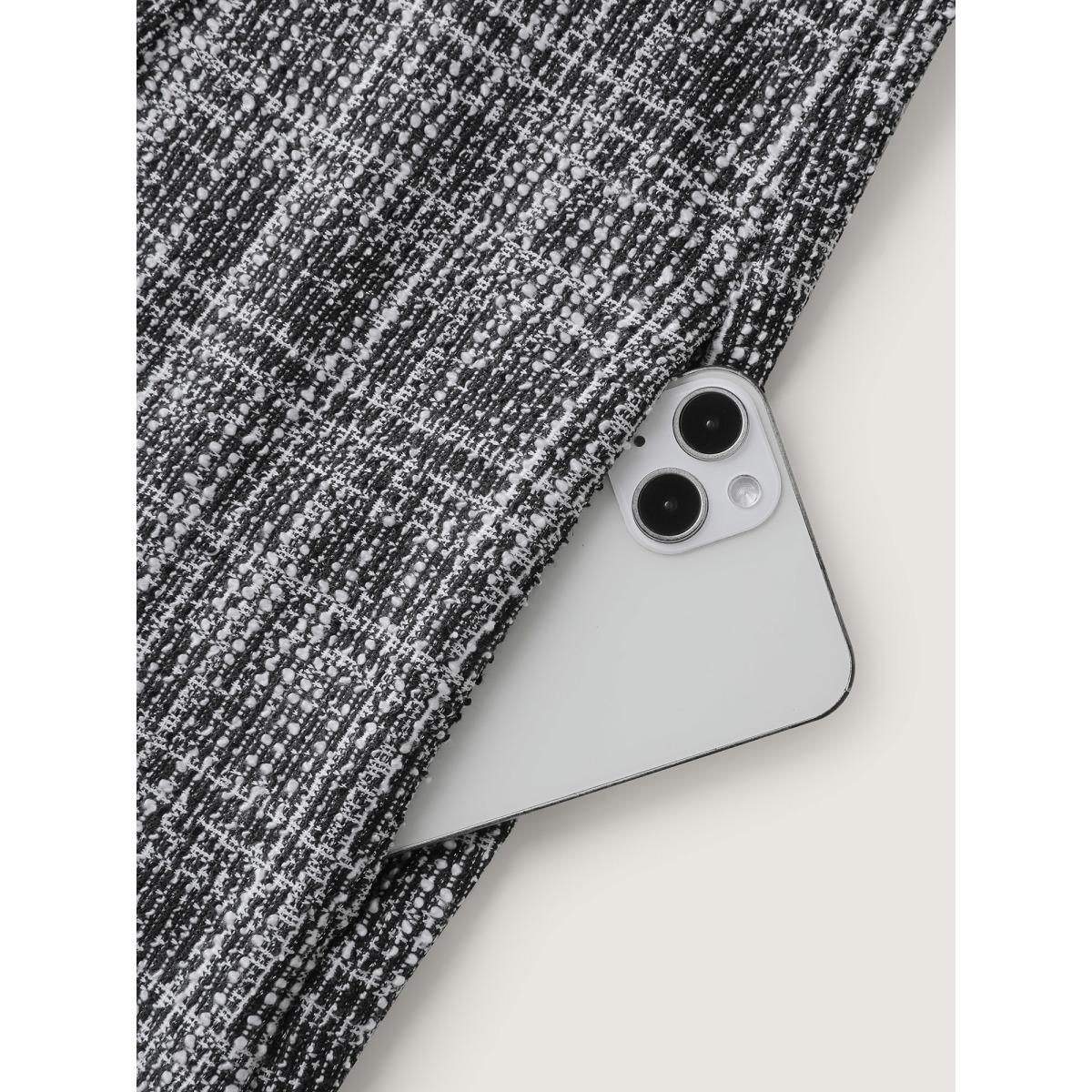 Plus Size Tweed Sweetheart Neck Cinched-Waist Midi Dress Black Women Office Texture Non Sleeveless Curvy BloomChic 28/5X Product Image