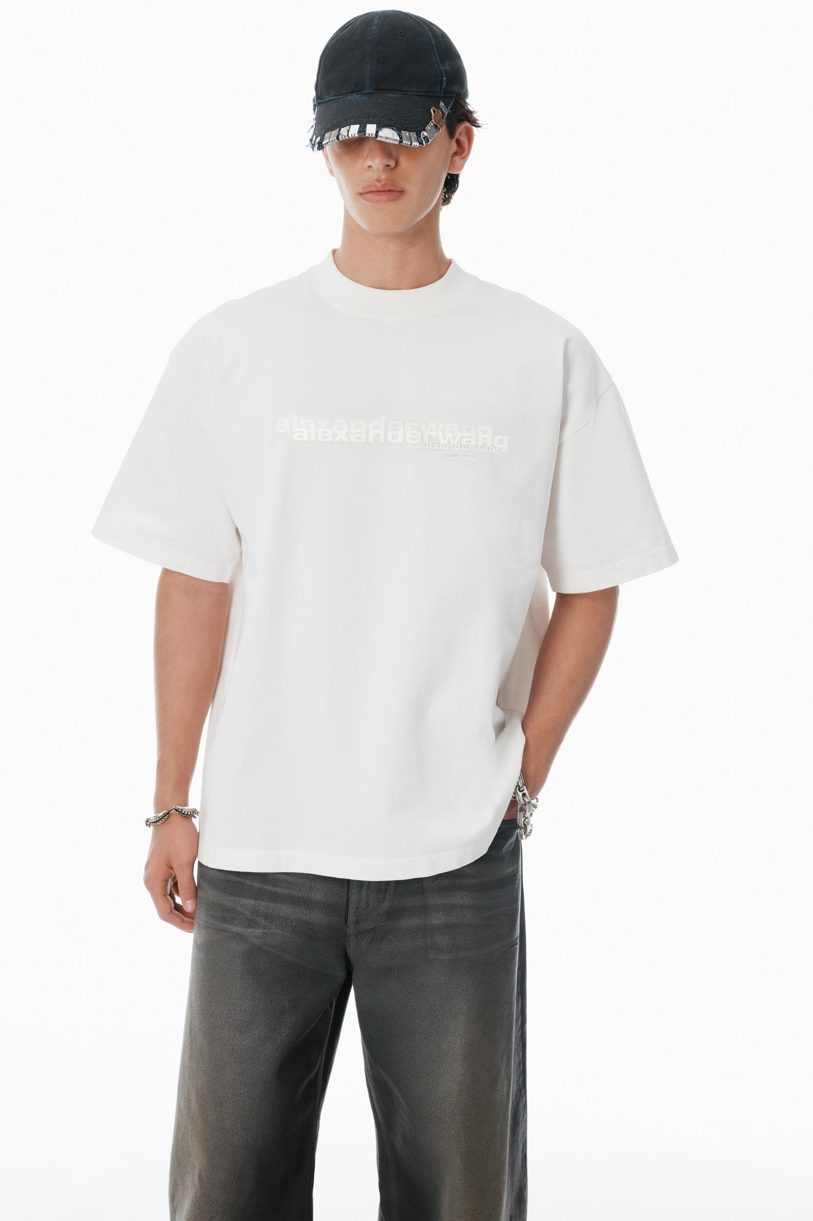 White Cotton Oversized Logo Tee Product Image