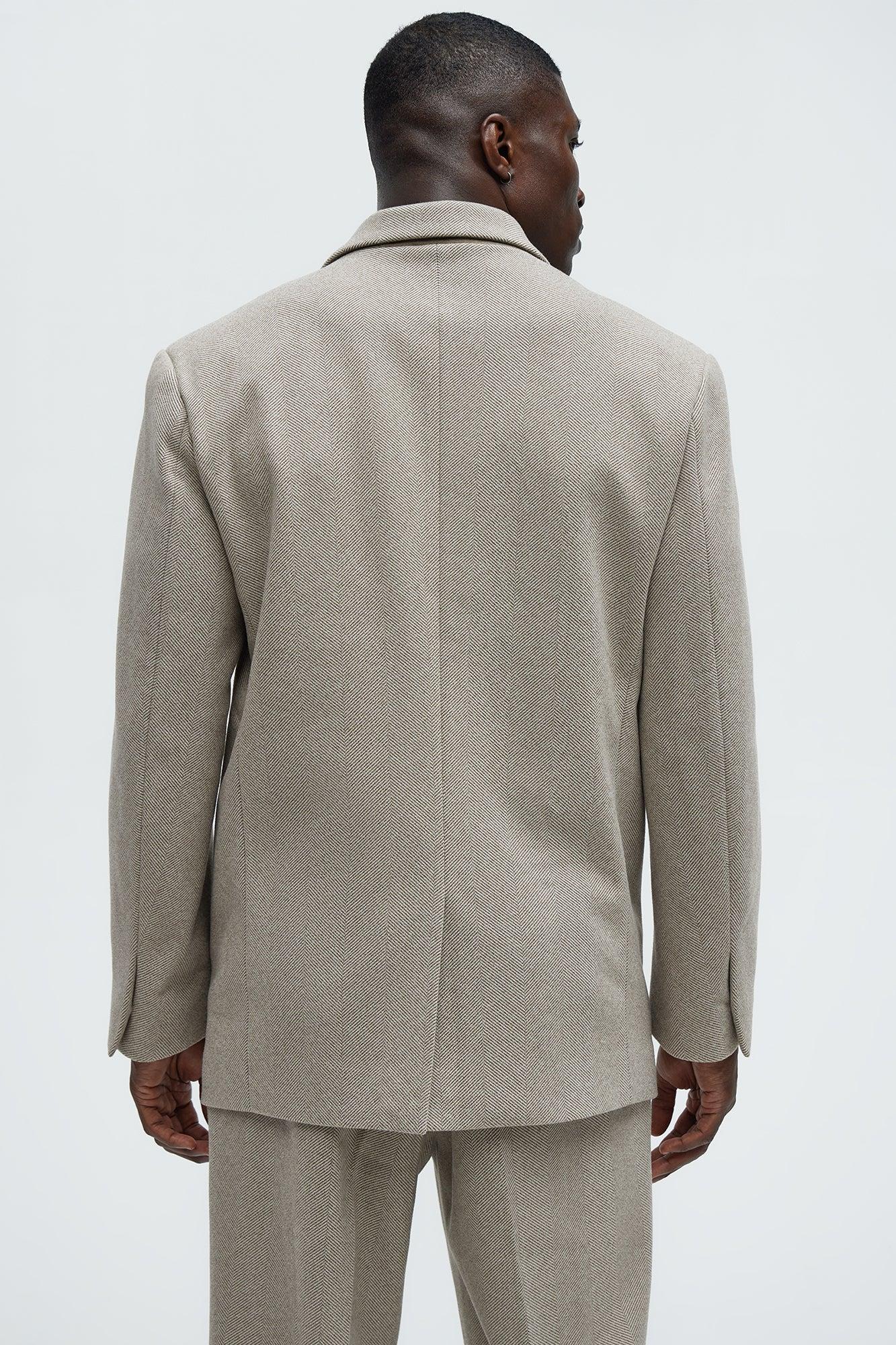 Hallron Herringbone Double Breasted Blazer - Taupe Product Image