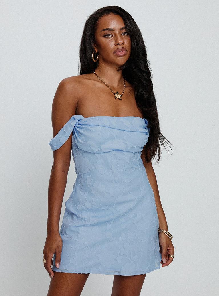 Zabbarra Off The Shoulder Mini Dress Blue Product Image