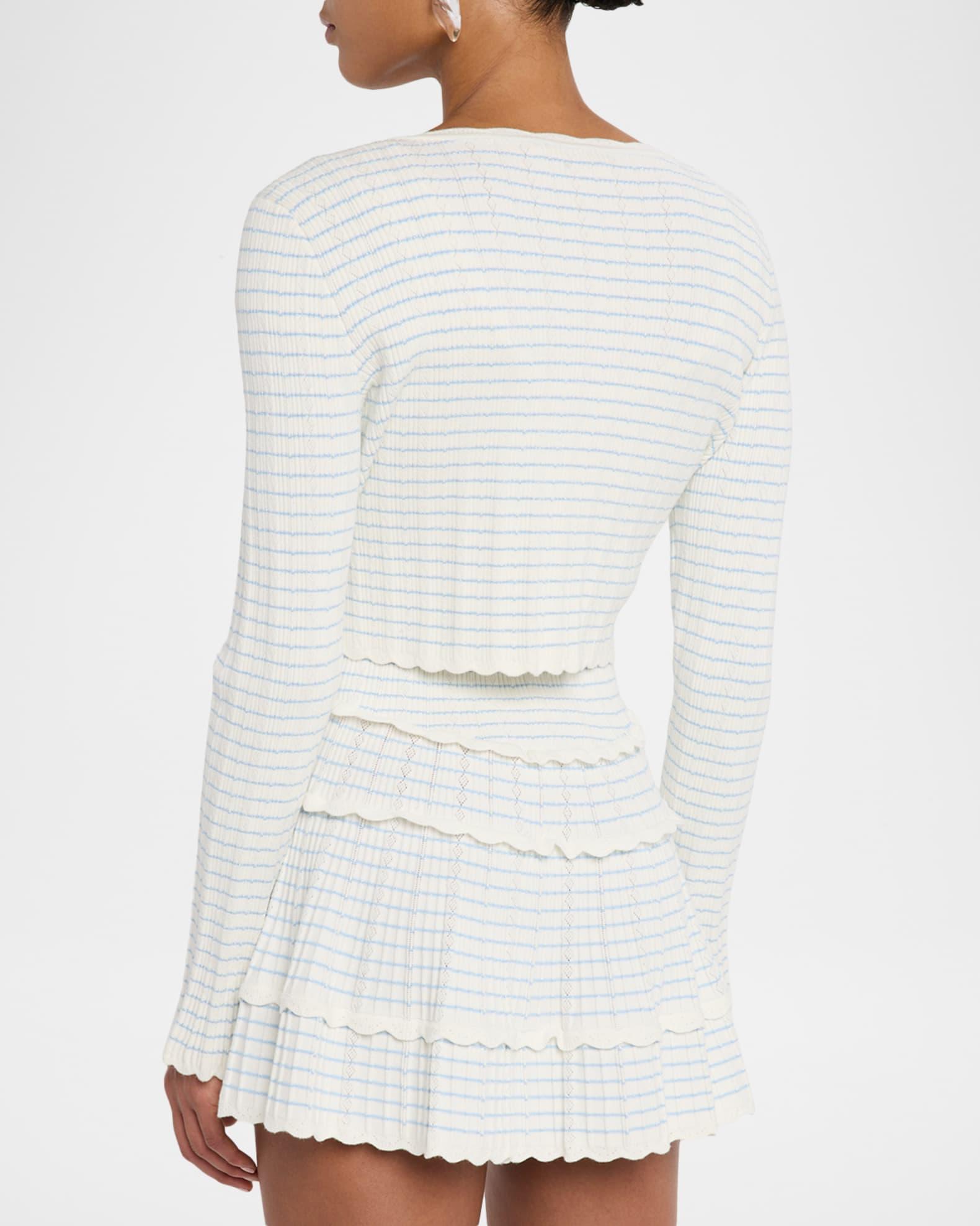 Media Striped Stretch Pointelle Cropped Cardigan Product Image