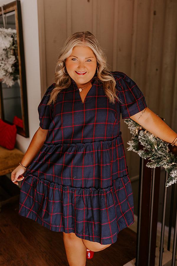 Chic Checkmate Babydoll Mini Dress Curves Product Image