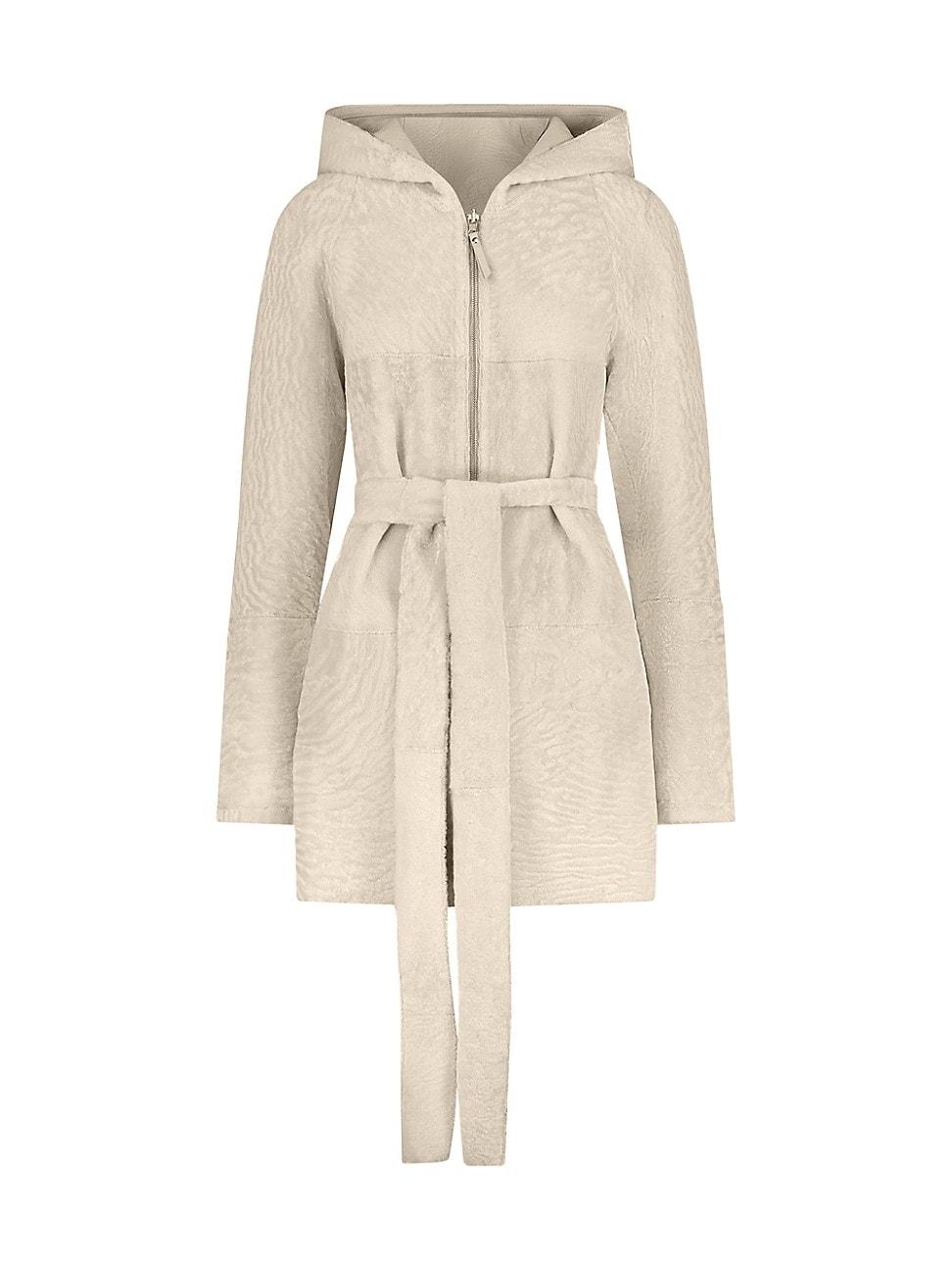 Womens Reversible Textured Shearling Lamb Zip Parka Product Image