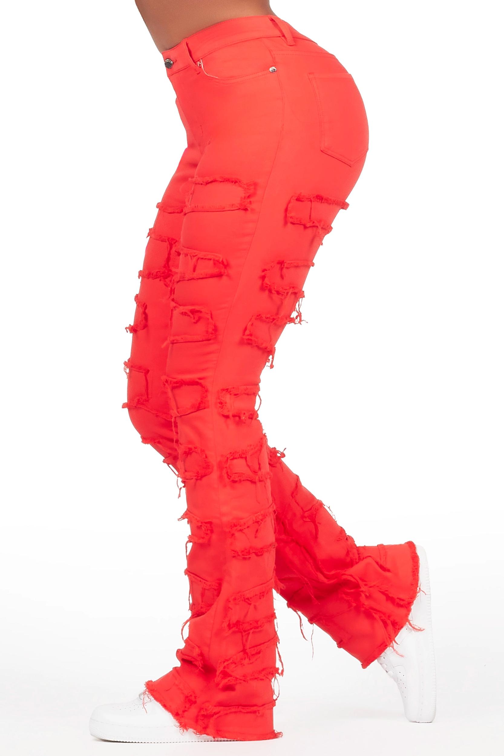 Zariyah Red Stacked Flare Jean Female Product Image