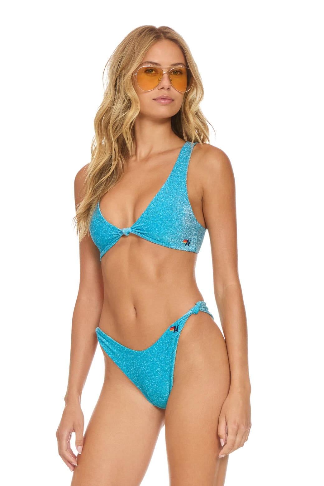 SPARKLE RIVIERA KNOT FRONT TOP BIKINI TOP - SKY Female Product Image