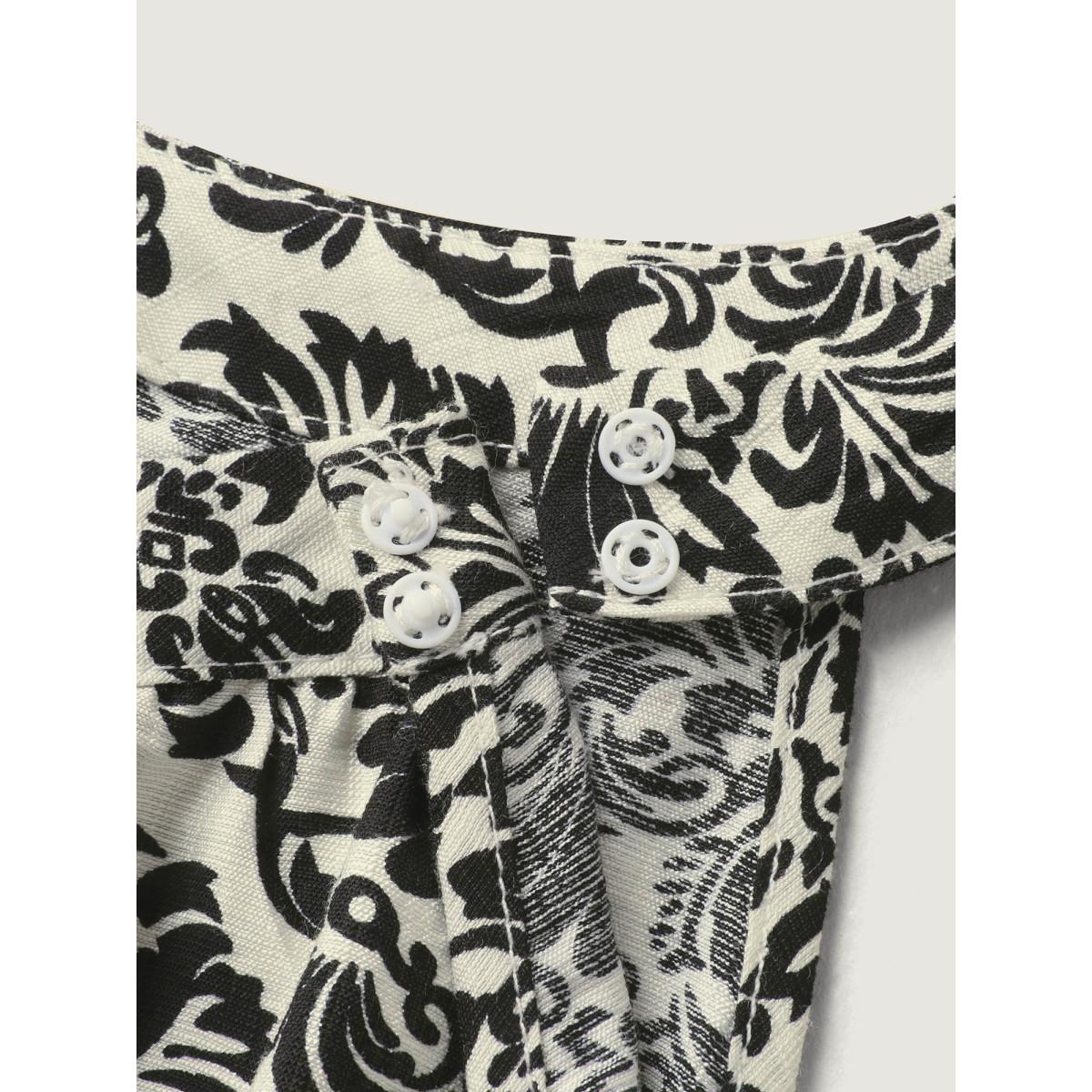 Plus Size Black Keyhole Neck Damask Wide-Leg Jumpsuit Women Sleeveless Round Neck Vacation Loose Jumpsuits BloomChic 30/6X Product Image