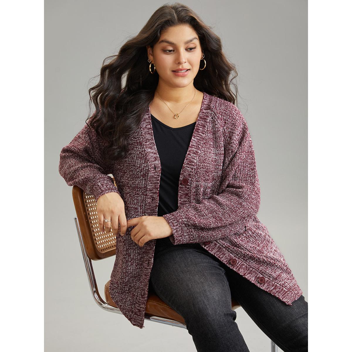 Plus Size Heather Patched Pocket Open Front Cardigan Scarlet Women Casual Loose Long Sleeve Dailywear Cardigans BloomChic 22-24/3X Product Image