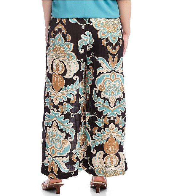 Karen Kane Plus Size Floral High Waist Wide-Leg Pull-On Pants Product Image