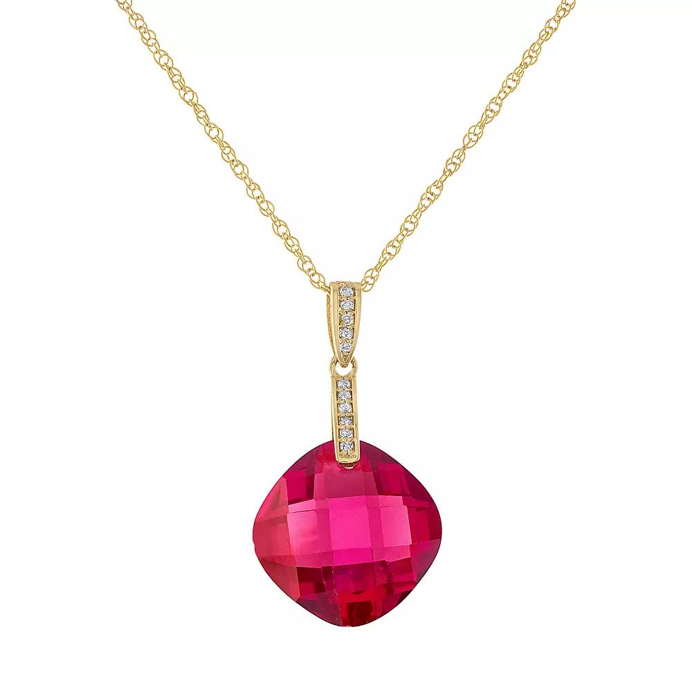 Tiara 14k Gold Gemstone & Diamond Accent Pendant Necklace, Women's,  Product Image
