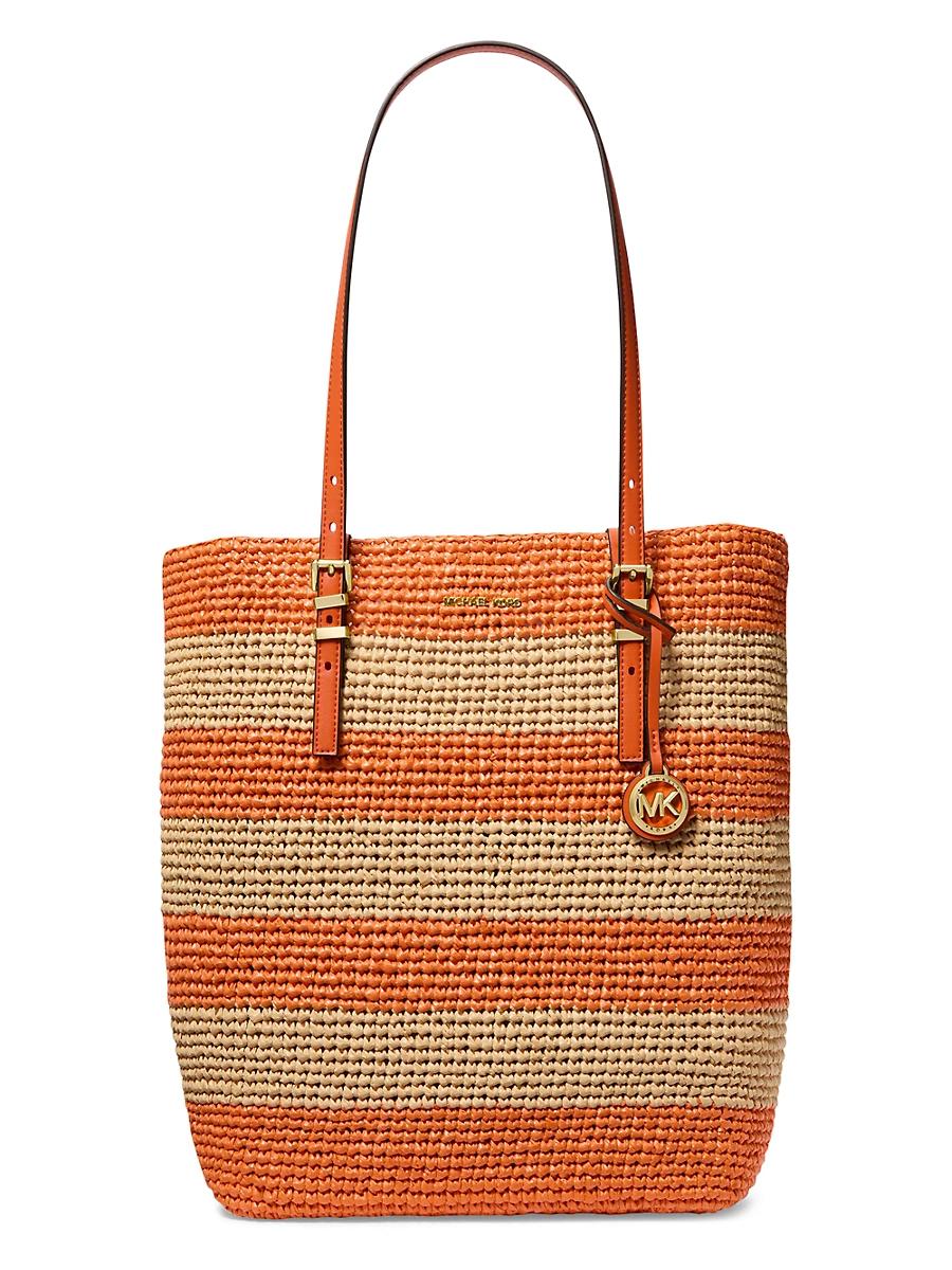 Womens Striped Straw Tote Bag Product Image