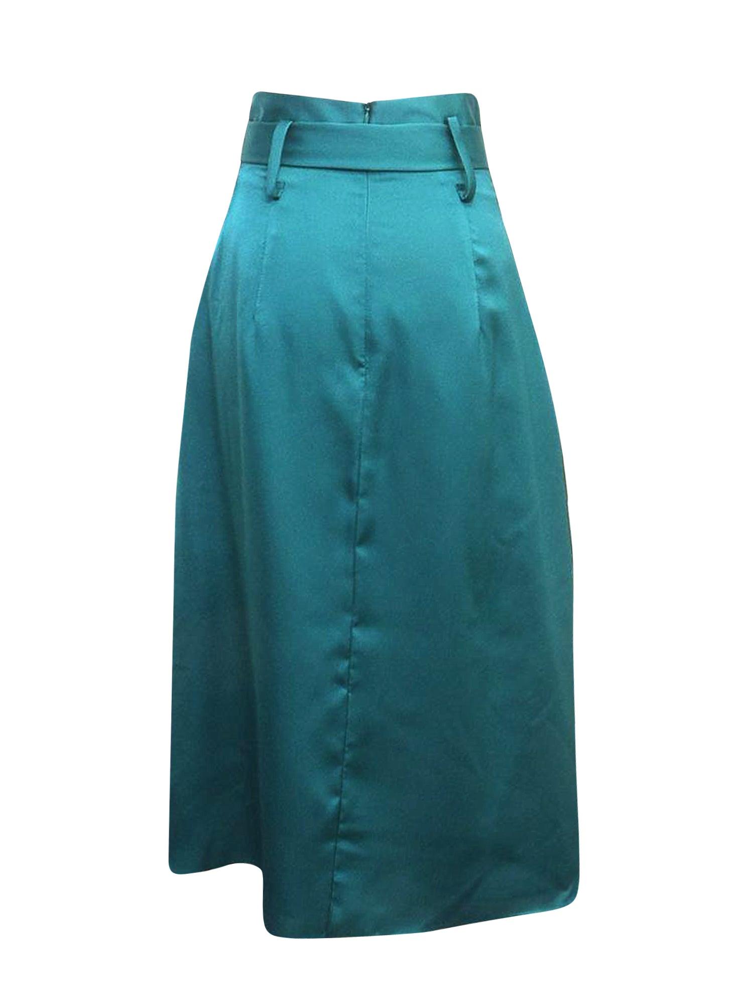 Gitel Teal Satin Skirt Product Image