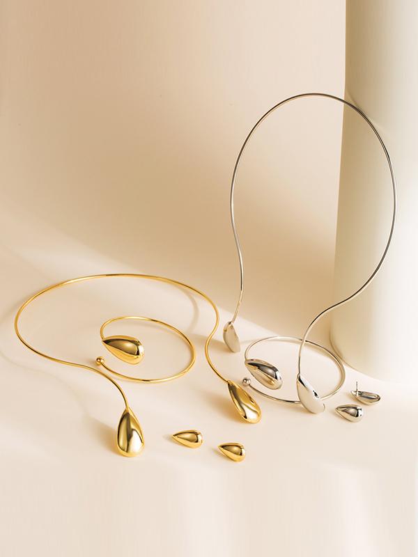 4 Pcs Geometric Bracelet Accessories + Drop Earrings + Necklaces Accessories Product Image