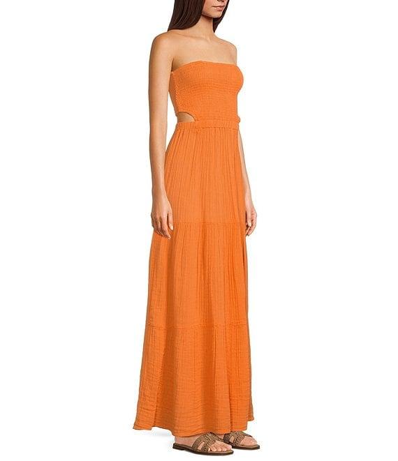 Rip Curl Premium Surf Strapless Open Cut Out Back Maxi Dress Product Image