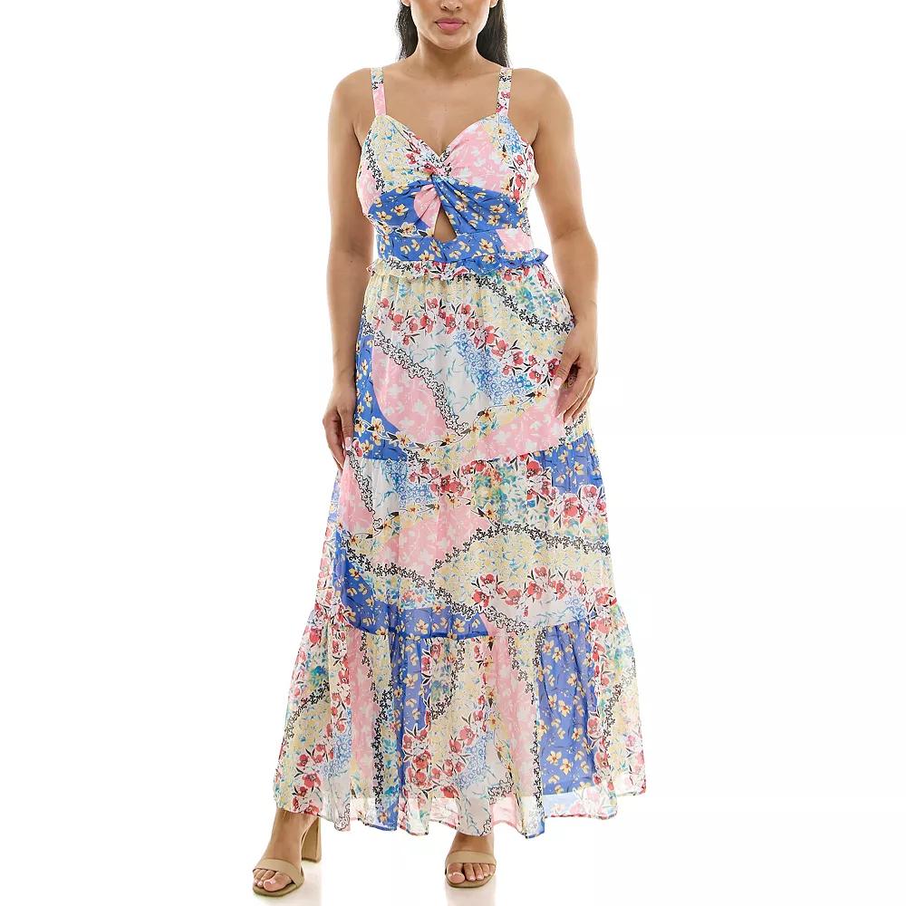 Women's Nina Leonard Tiered Floral Chiffon Dress,  Product Image