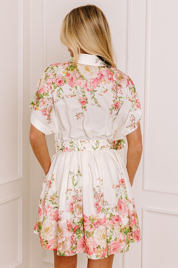 Garden Party Chic Button Down Mini Dress in White Product Image