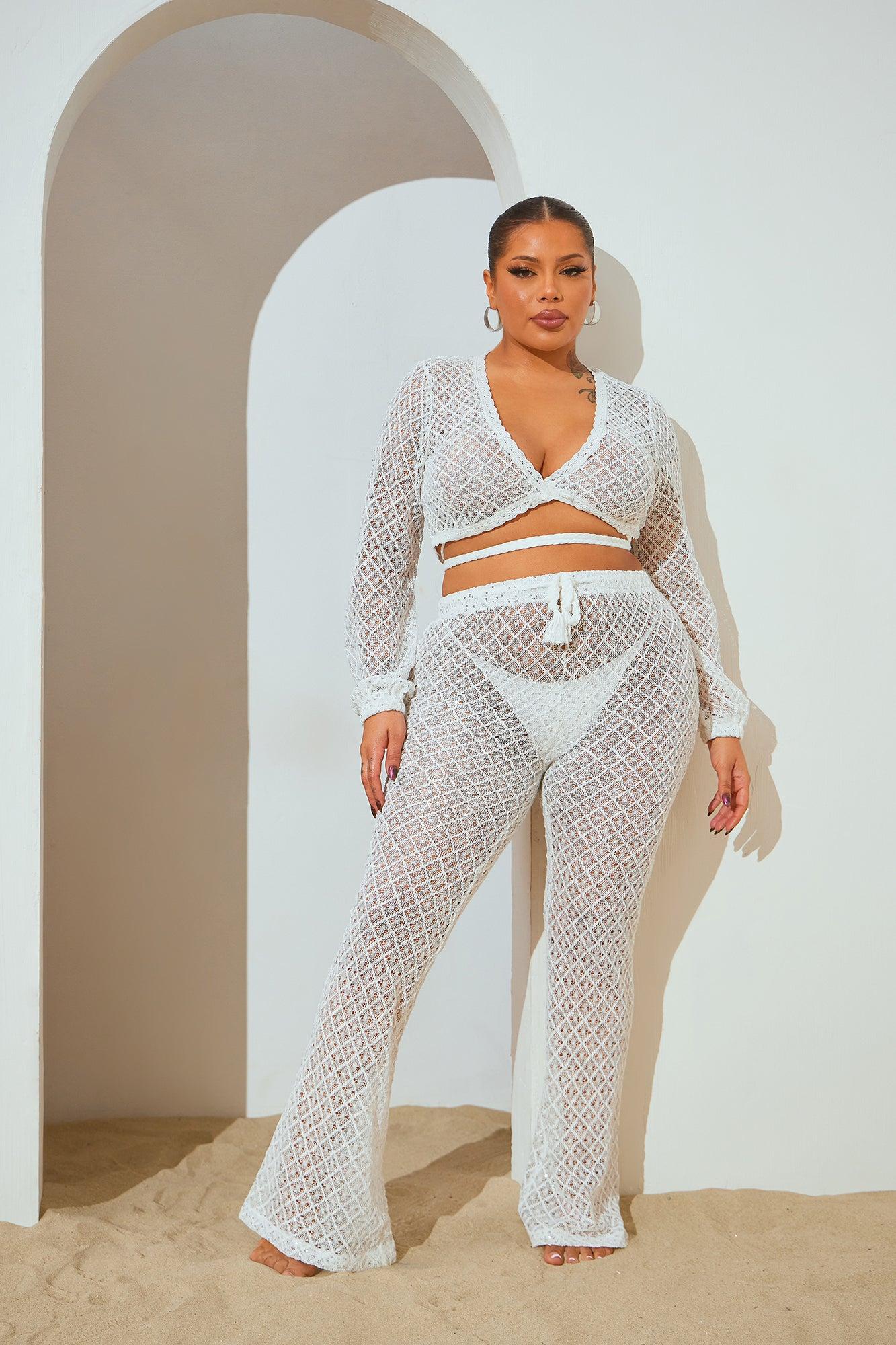 Gracie Cover Up Pants Set - Ivory Product Image