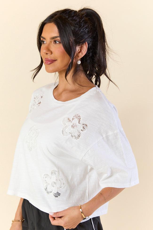 Flower-tacular Moments Daisy Embroidered Lace Short Sleeve Tee Product Image