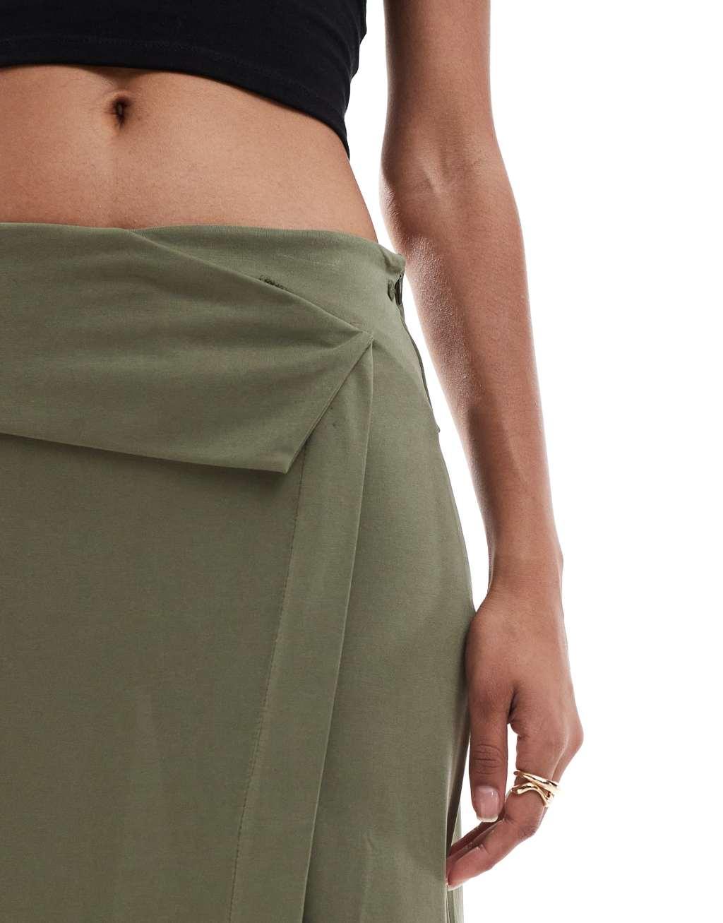 Scalpers Folded Skirt In Khaki   Product Image