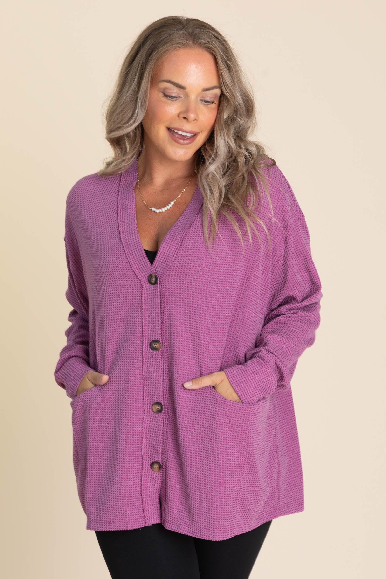 Knit Button Up Cardigans With Pockets Product Image