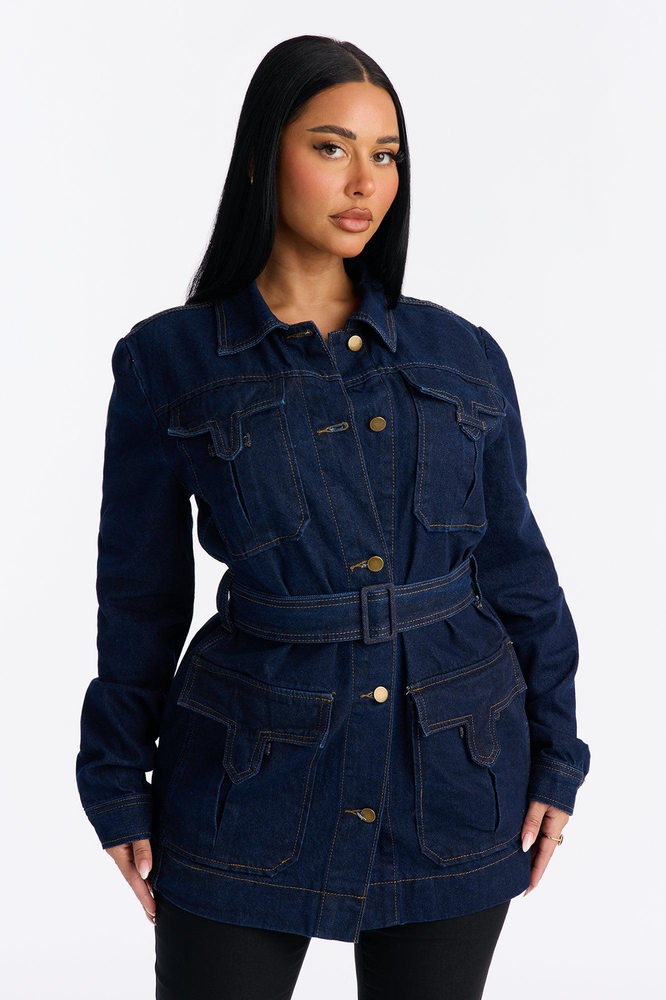 Marylebone Belted Denim Jacket - Dark Wash Female Product Image