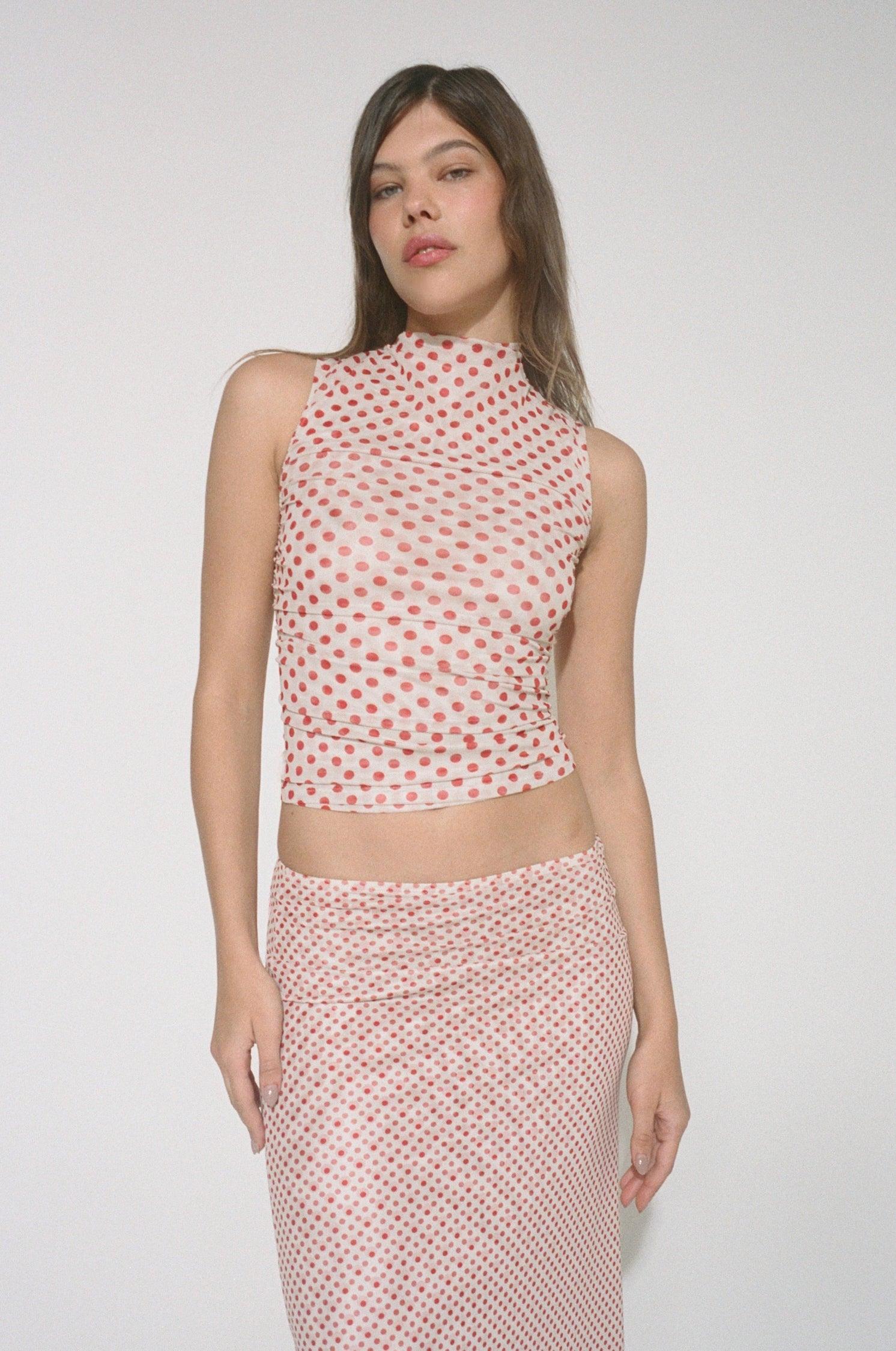 MARIA SKIRT - WHITE POLKA DOT Product Image