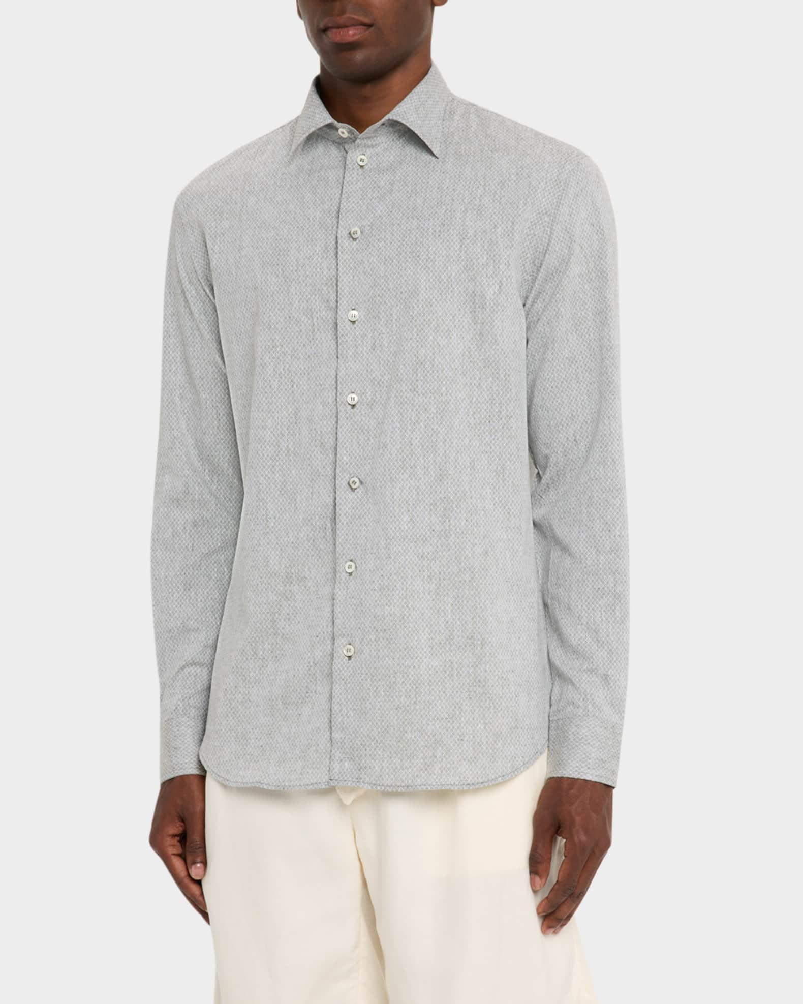 Men's Linen and Cotton Diamond-Print Sport Shirt Product Image