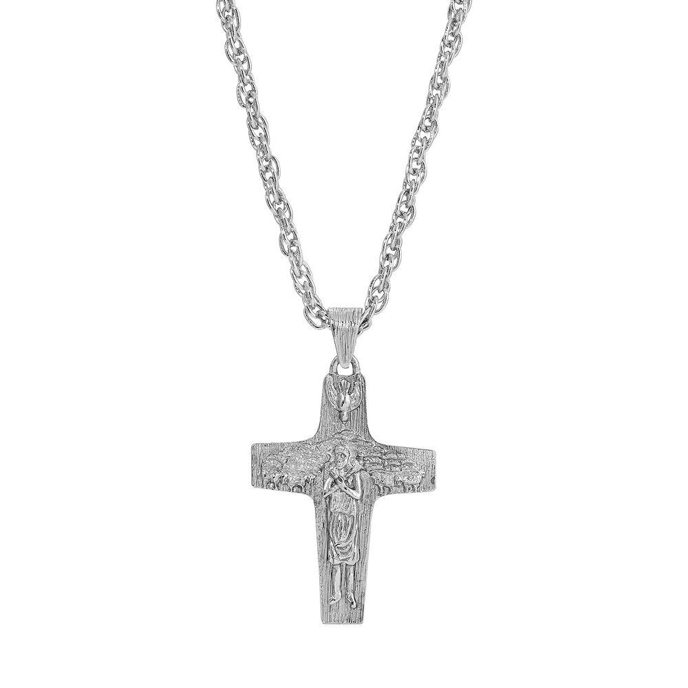 Symbols of Faith Silver-Tone Pope Francis Necklace, Womens, Silver Tone Product Image