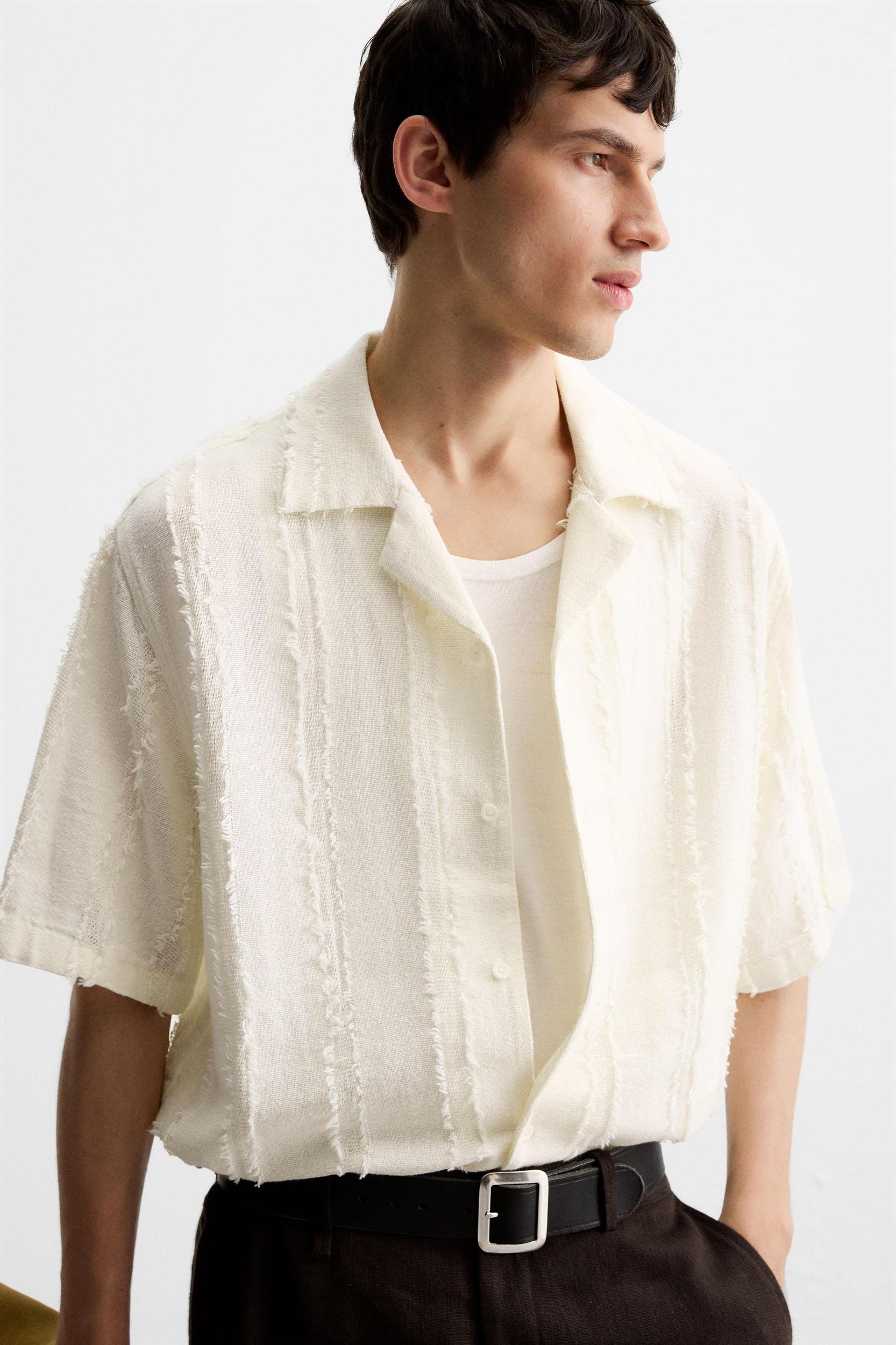 JACQUARD FRAYED SHIRT Product Image