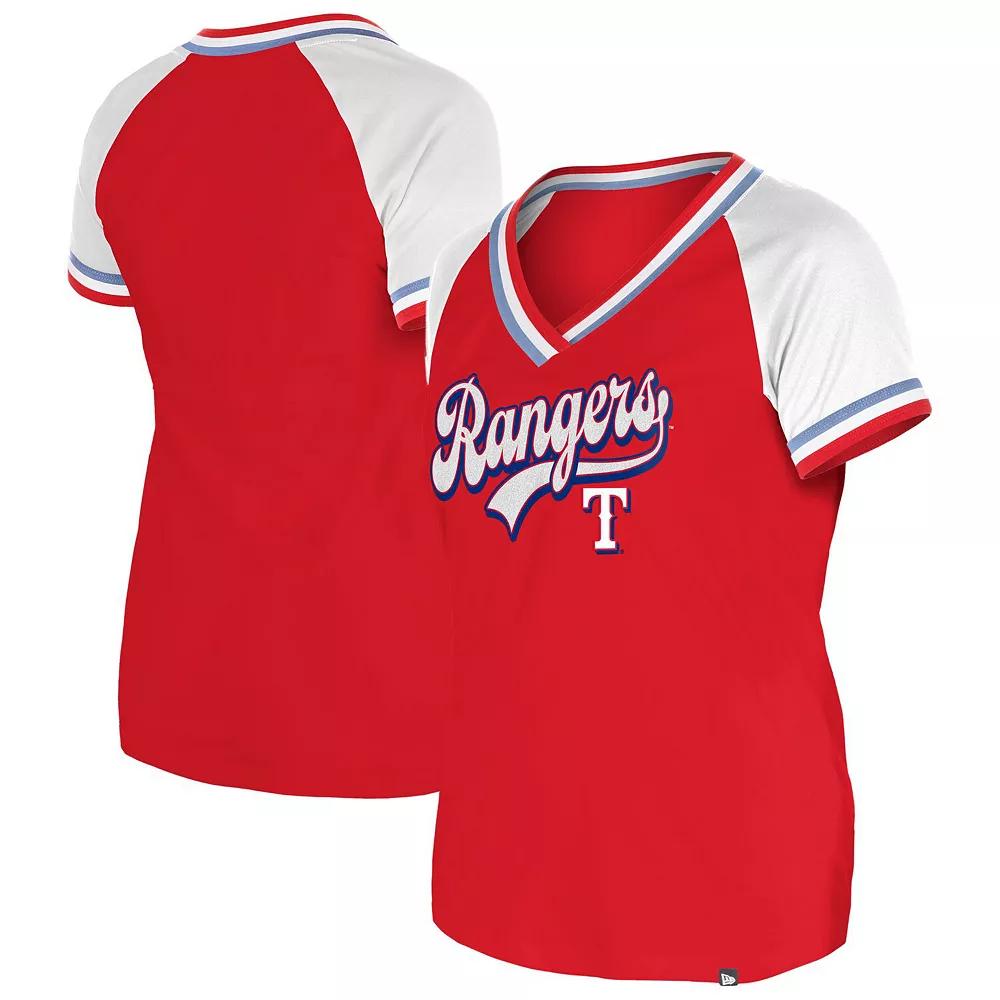 Womens New Era Texas Rangers Gameday Raglan V-Neck T-Shirt Product Image