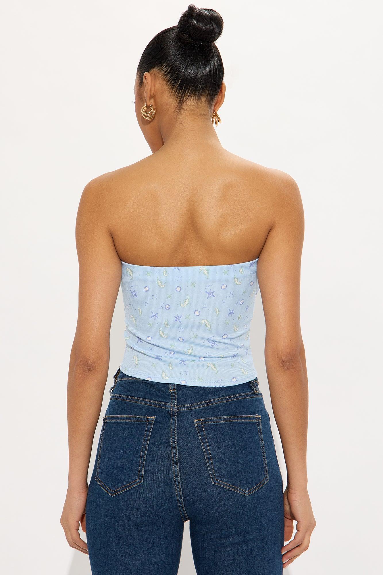 Deep Sea Ribbed Tube Top - Blue/combo Product Image