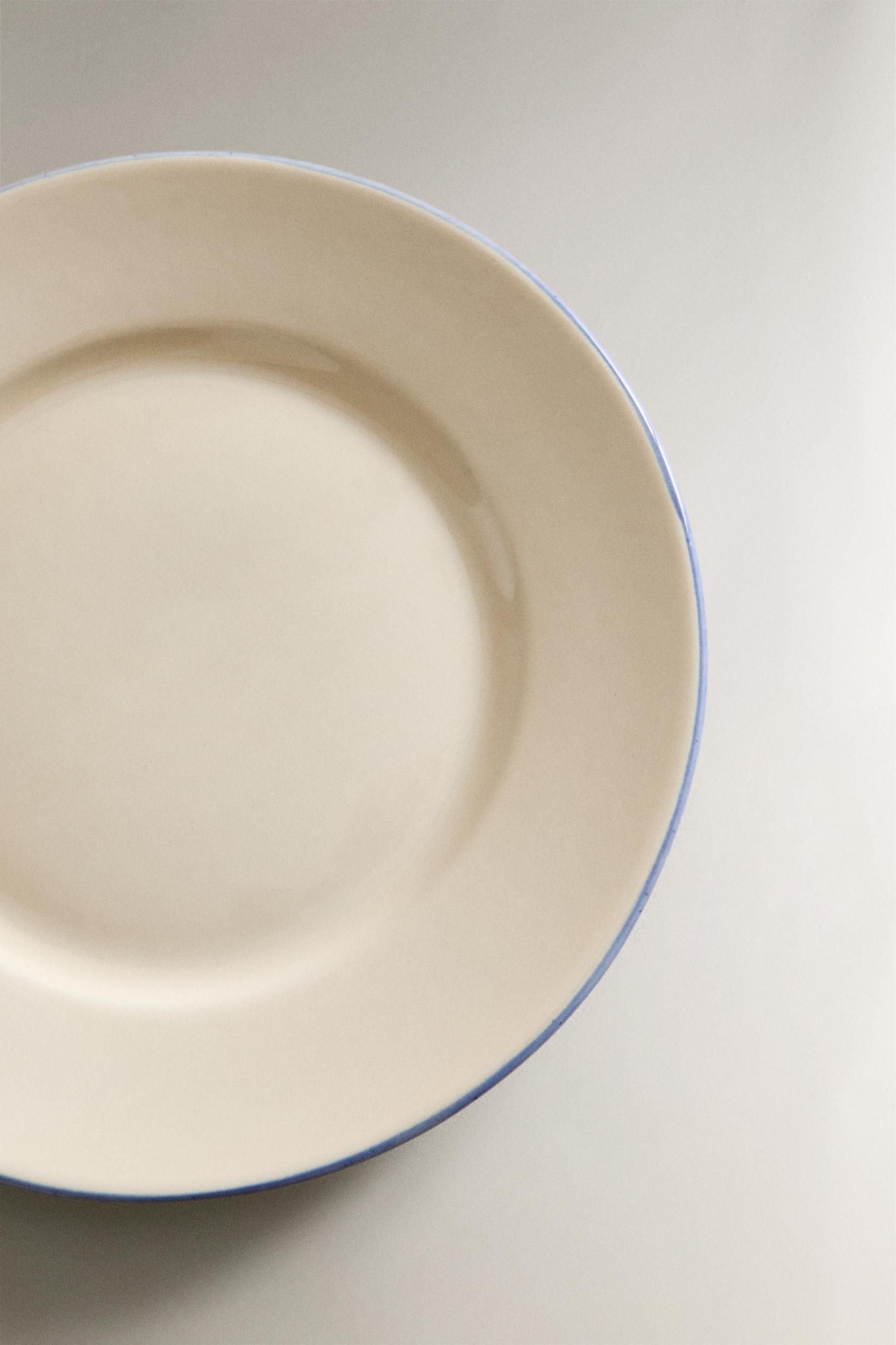 STONEWARE DESSERT PLATE WITH RIM DETAIL Product Image