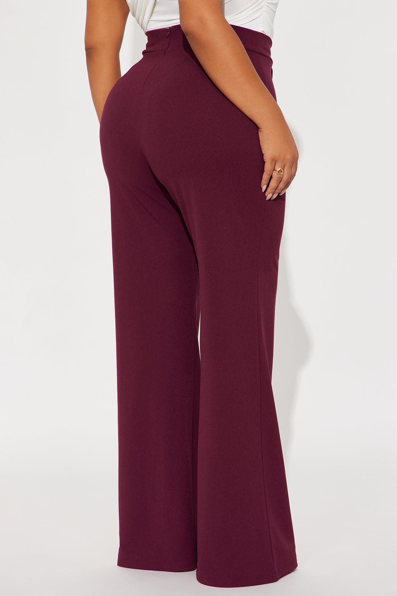 Victoria High Waisted Dress Pants - Burgundy Female Product Image