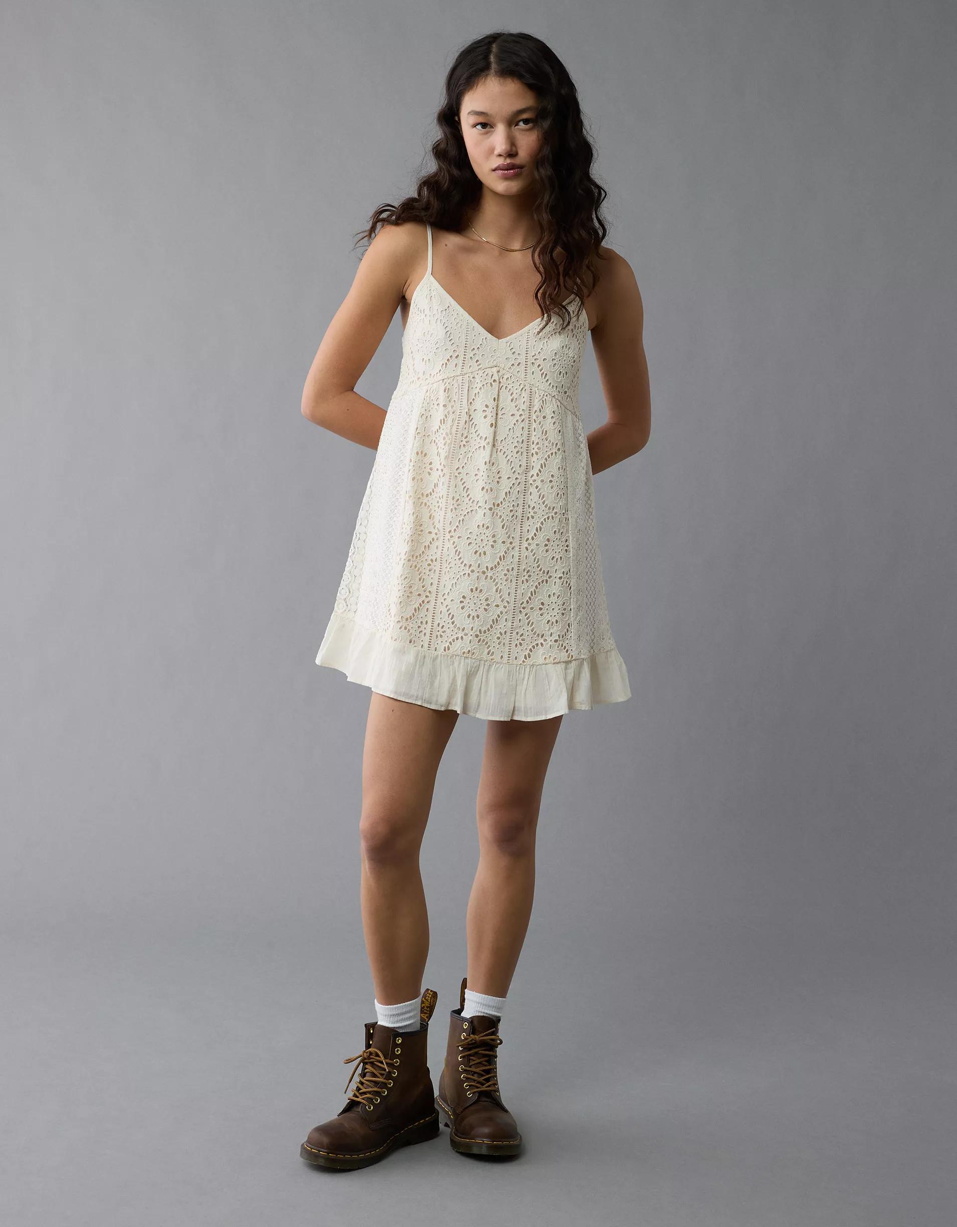 AE V-Neck Eyelet Embroidered Mini Dress Product Image