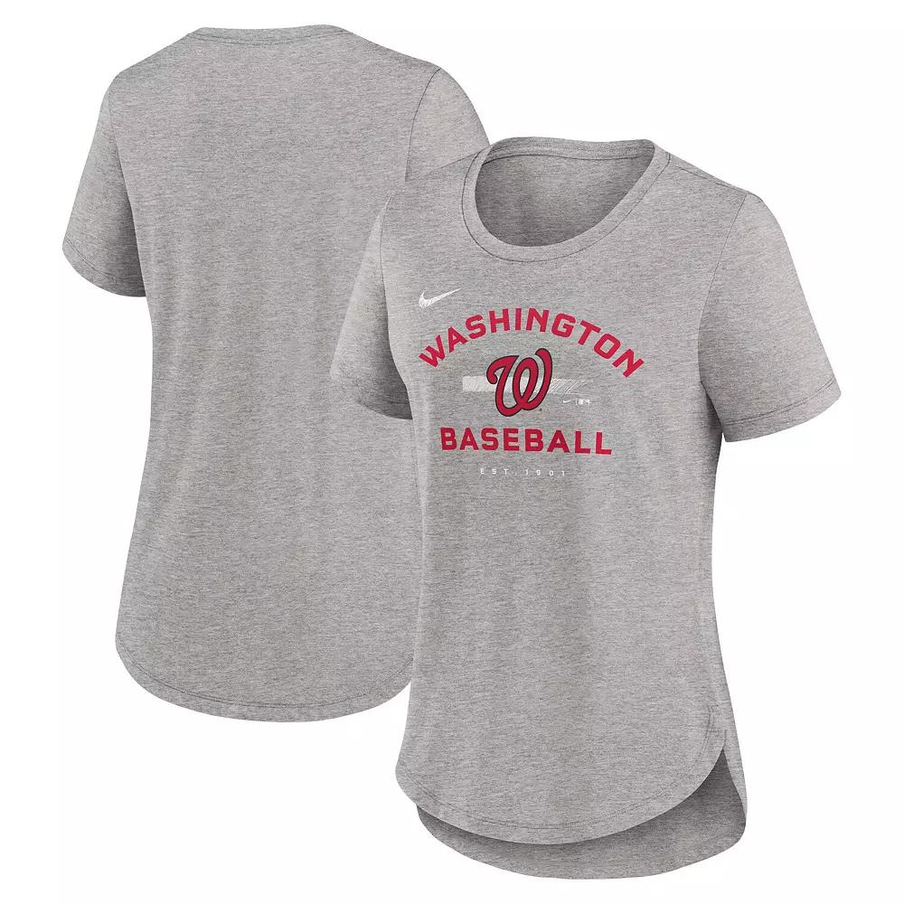 Women's Nike Heather Gray Washington Nationals Hot Prospect Tri-Blend T-Shirt,  Product Image