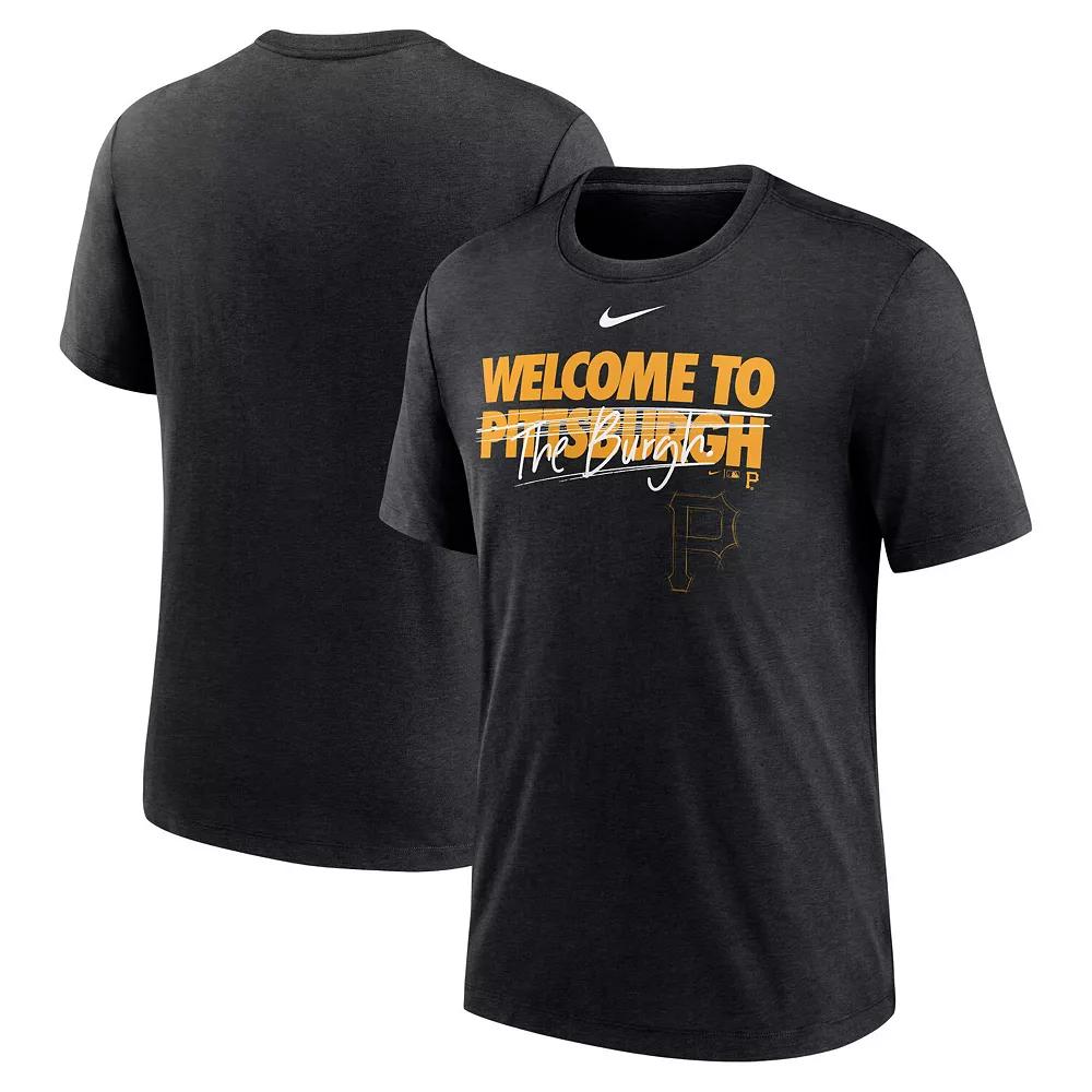 Mens Nike Heather Black Pittsburgh Pirates Home Spin Tri-Blend T-Shirt Product Image