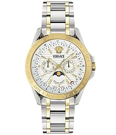 Versace Mens V-Galaxy Moonphase Chronograph Two Tone Stainless Steel Bracelet Watch Product Image