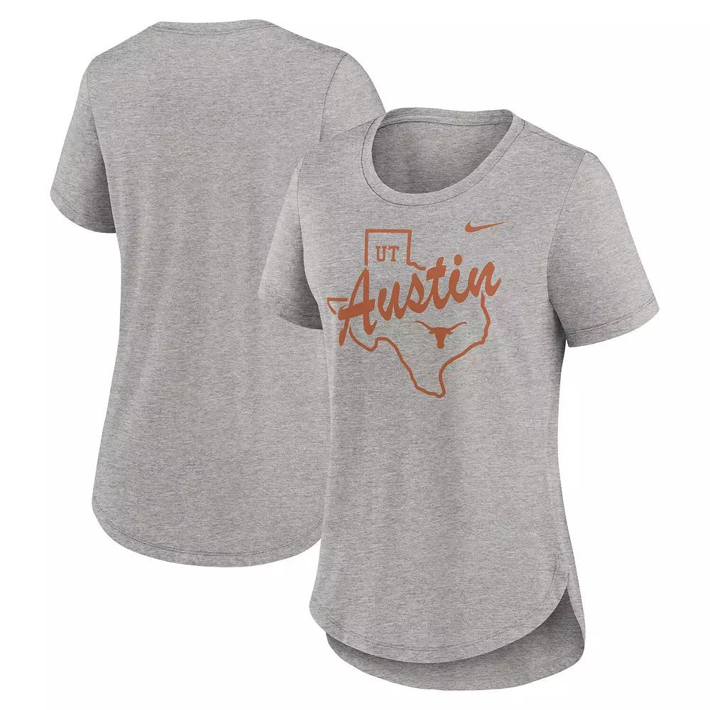 Women's Nike Heather Gray Texas Longhorns Local Campus Location Mantra Tri-Blend T-Shirt,  Product Image