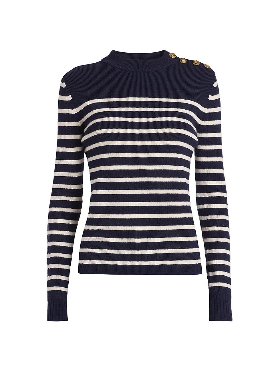 Womens Striped Wool-Blend Crewneck Sweater Product Image
