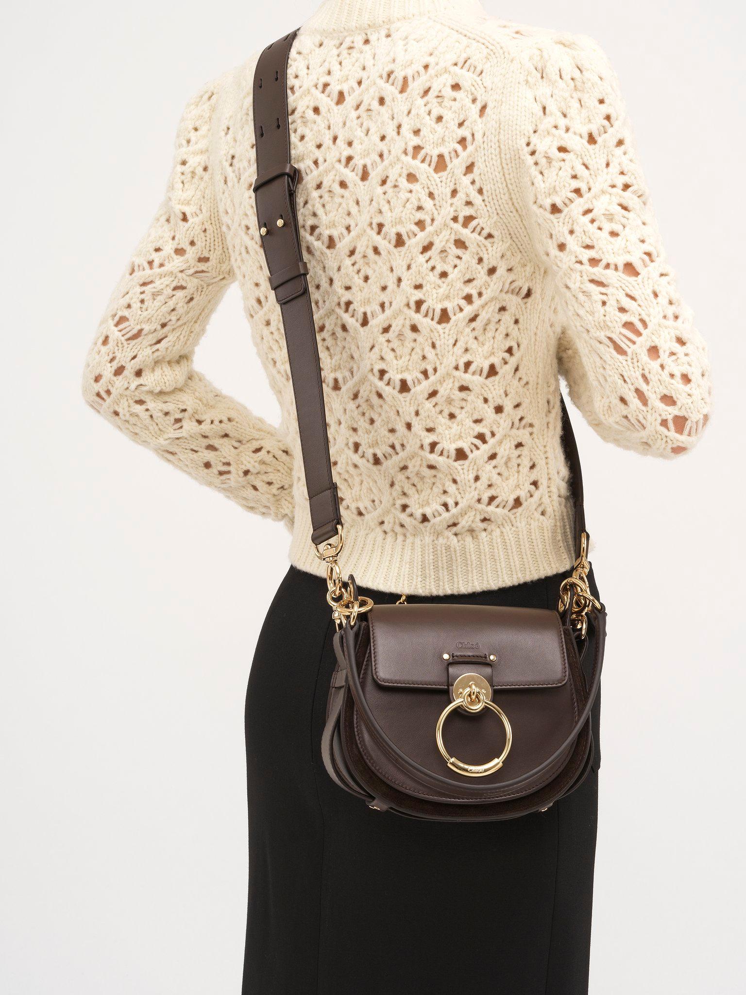 Small Tess bag in shiny & suede leather Product Image