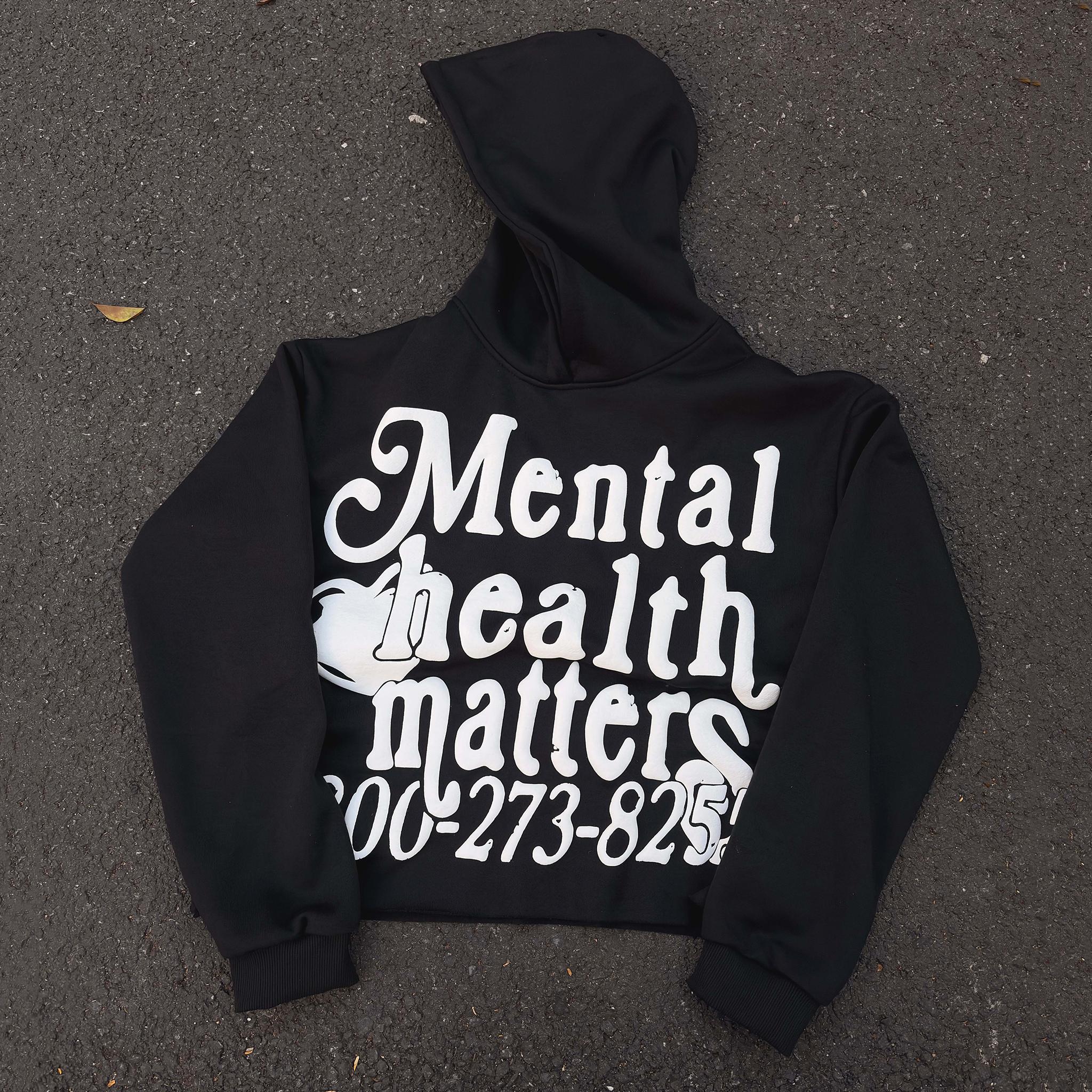 Sopula Puff Print Mental Health Matters Cropped Hoodie Product Image